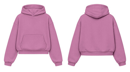 Hot Pink Hoodie Mockup Front and Back View Isolated on Transparent Background for Apparel Design © Drip