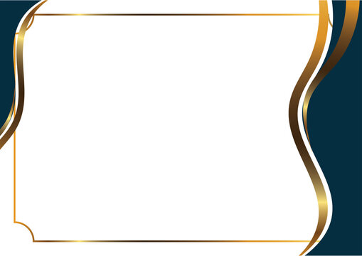 Elegant gold border design on white and dark blue background for luxury purposes