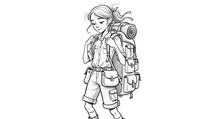 Obraz premium Young girl with backpack ready for adventure