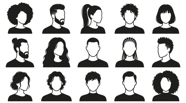 Diverse Flat Black  White People Avatar Icons for User Profiles  Social Media