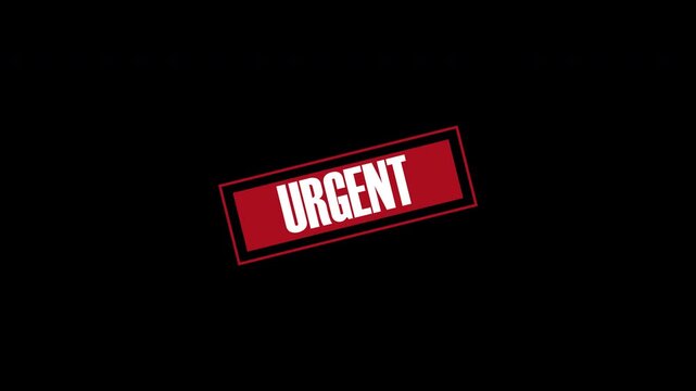Urgent Stamp Animation with Alpha Channel, Red Badge Rubber Stamp Effect for News and Alert Graphics