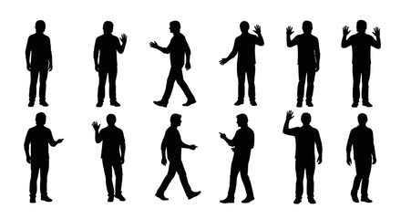 Collection of silhouette figures of men in various poses © mbendo