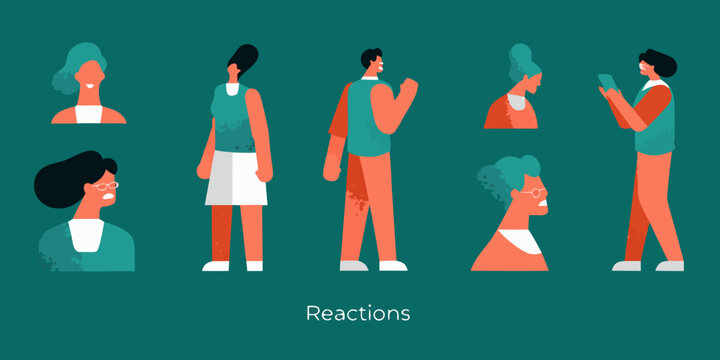 People with different reactions and expressions vector illustration