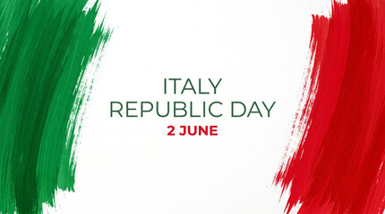Italy republic day celebration with green and red brush strokes on white background