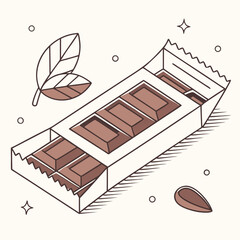 Isometric chocolate bar in opened paper packaging design. © Md: Yeasin Arafat