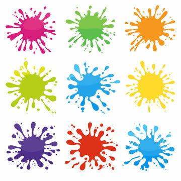 Colorful Paint Splash Vector Set