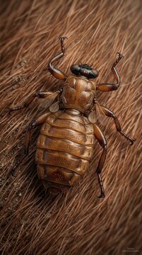 Deer ked louse fly parasite on brown animal fur