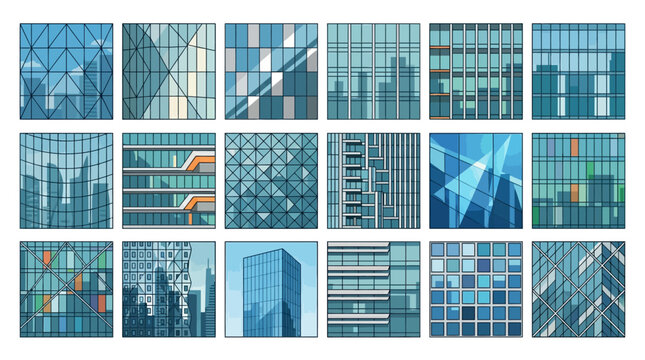 City Skyscraper Windows Grid.