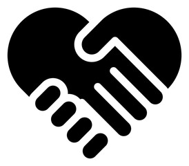 Obraz premium Handshake forming a heart shape icon isolated on transparent background