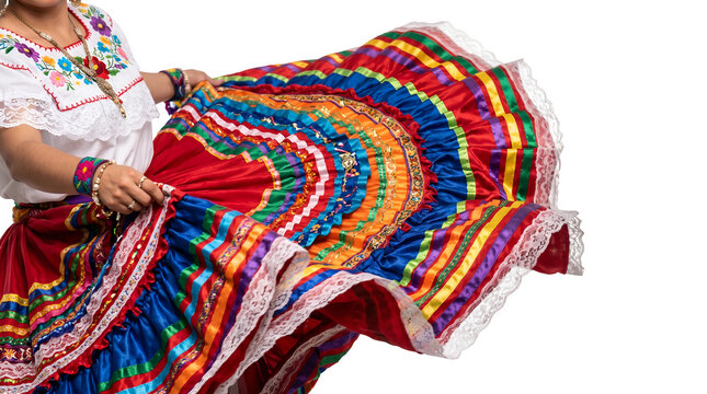 Colorful skirt fly during traditional Mexican dancing  on transparent background Cinco de Mayo day concept