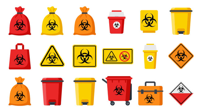 Biohazard warning signs and symbols.