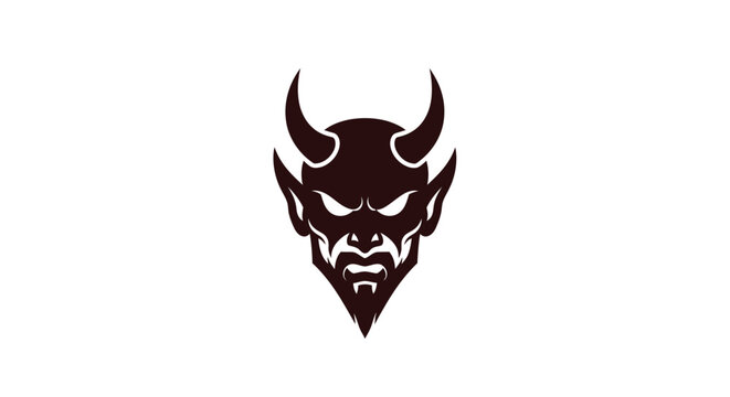 Dark fantasy horned demon face icon.