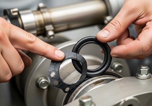 Comparison of Damaged Gasket and New Rubber Seal for Industrial Maintenance