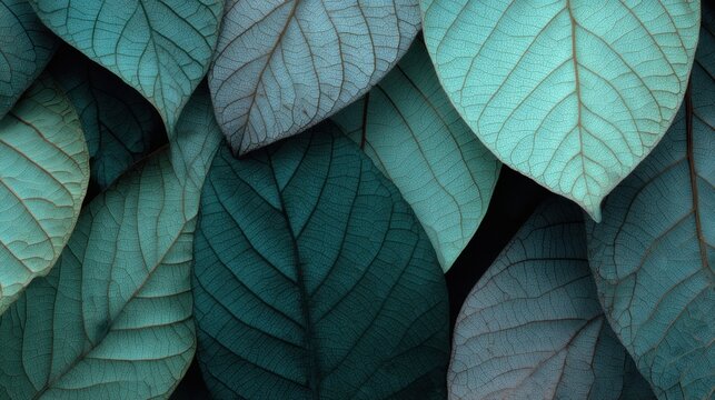 Nature's Palette: A close-up view of intricate green leaves, showcasing the captivating details of nature's design and beauty. 