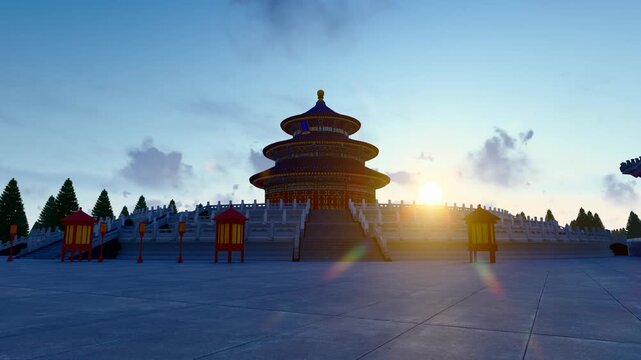 The Temple of Heaven Hall of Prayer for Good Harvests, an ancient building in Beijing(3D software Lumion makes non-AI)