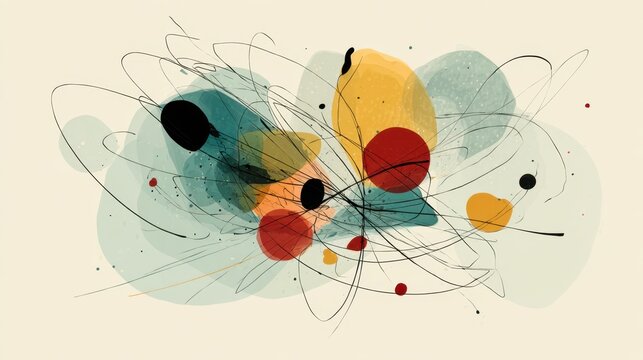 Abstract Composition: An artistic exploration of color, form, and line intertwines to create a dynamic and visually stimulating artwork.