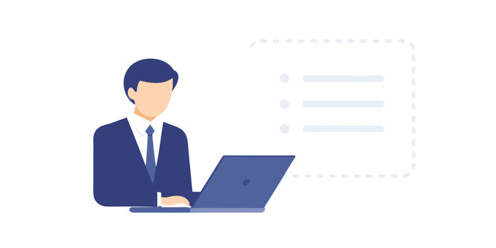 flat vector illustration of a person using a laptop