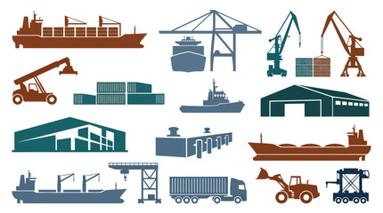 Naklejka premium Shipping and Logistics Icons: Flat Style Vector Set