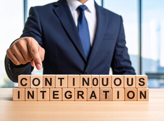 Obraz premium Continuous Integration - Geschäftsmann zeigt auf den Text 