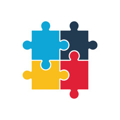 Fototapeta premium Colorful Puzzle Pieces Assembled, Teamwork Concept Illustration