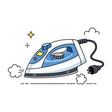 Electric Iron Household Appliance Isolated on White Background. Modern home care device concept ideal for product advertising, e commerce, packaging design, website banner, and equipment illustration.