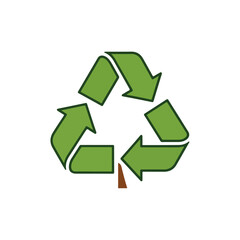 Obraz premium Recycle Symbol Logo Green Arrows on White Background