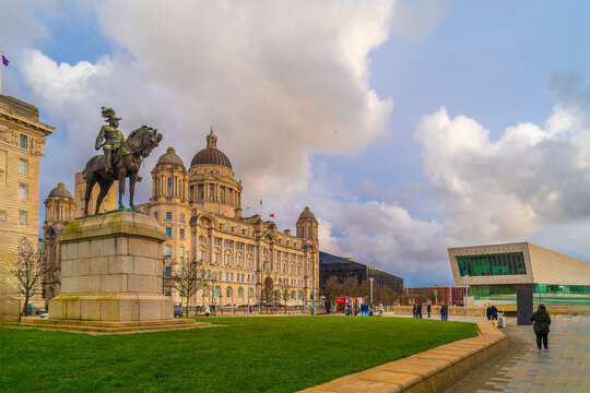 Liverpool city skyline, cityscape of United Kingdom