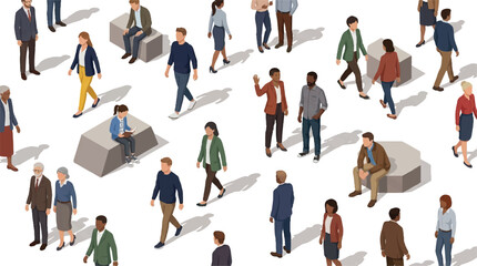 Obraz premium Diverse People Walking Silhouette, Multicultural Community Vector, Inclusive Urban Life Graphic, Diversity in Action Logo