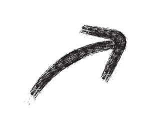 Hand drawn bold arrow with crayon texture. Grunge brush arrow. © Syntro