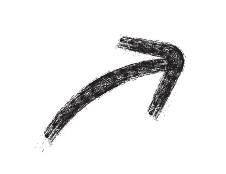 Hand drawn bold arrow with crayon texture. Grunge brush arrow.