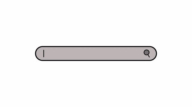 Search Bar Animation on Transparent Background, Internet Browsing Search Button Animation, Animated Search Bar with Magnifying Glass Icon with Alpha Channel  in 4K Resolution