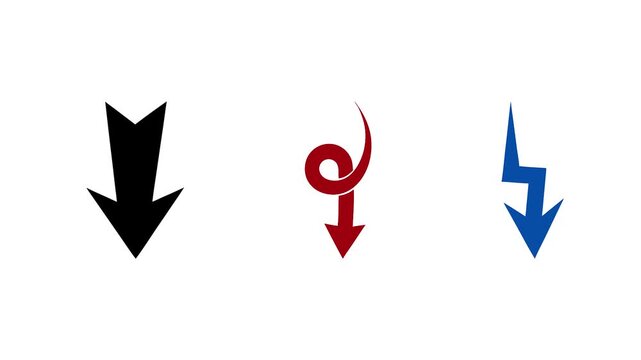 Dropping arrows 4K animation video showing downward direction minimal style