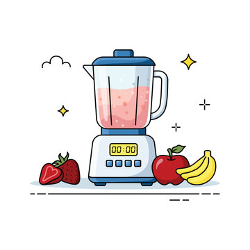 Blender Kitchen Appliance Isolated on White Background. Modern device concept ideal for product advertising, e-commerce, packaging design, website banner, and household appliance illustration.