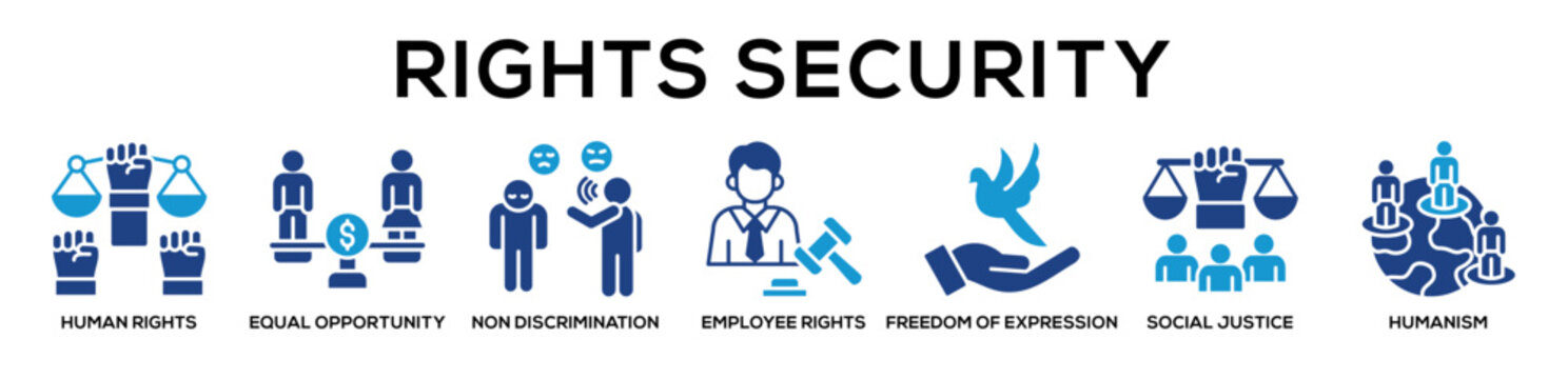 Glyphcolor - Rights Security web banner icon vector illustration concept