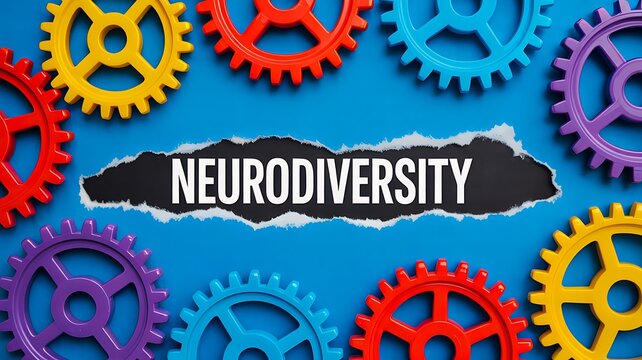 Neurodiversity concept with colorful gears representing diversity inclusion and different thinking styles idea