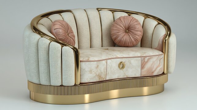 Luxury Gold Sofa with Modern Interior Design.