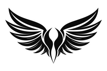 Fototapeta premium A striking black and white vector illustration depicting a pair of abstract, stylized wings perfect for emblems, logos, or graphic design projects.