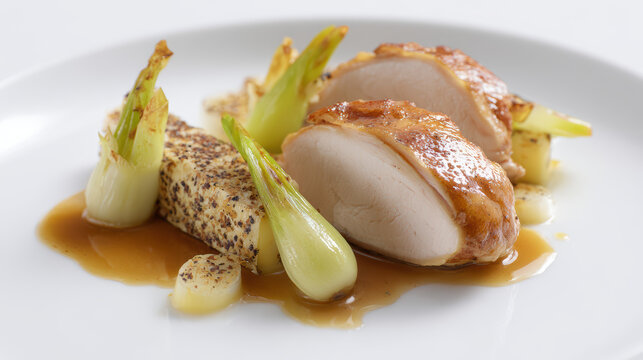 honey-glazed bresse chicken with truffle sauce
