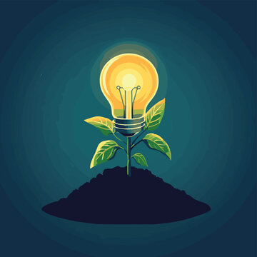 A vibrant illustration of a light bulb sprouting from soil, symbolizing innovation and growth in nature.