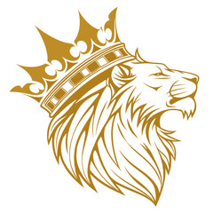 Lion head roaring with elegant crown vector artwork. © Nasima