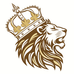Noble lion profile with ornate decorative crown. © Nasima