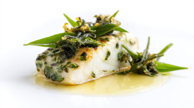 pan-roasted turbot with lemon verbena and herbs