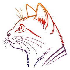 Minimalist cat profile line art vector gradient. © Nasima