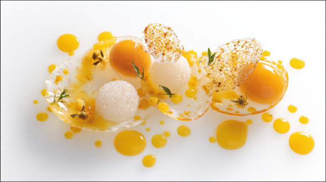 deconstructed mango pomelo sago dessert with coconut