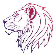 Minimalist lion head vector with gradient lines. © Nasima