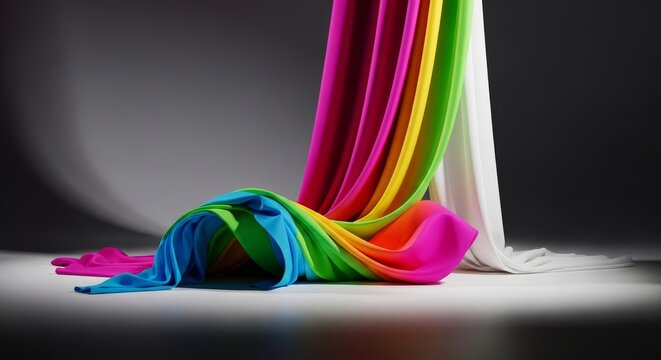 A sophisticated still life arrangement showcasing fluid fabrics and soft curves under dramatic studio light for a high fashion feel, studio, minimalist, sculpture