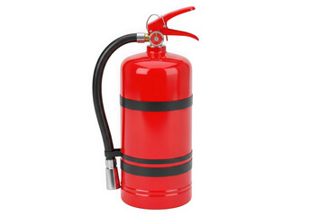 Obraz premium Bright red fire extinguisher ready for emergency use isolated on transparent background