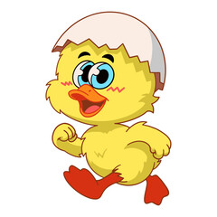 Obraz premium Cute Baby Chick Cartoon Character