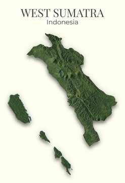 West Sumatra, Indonesia Relief Map. Hillshaded physical map. Shaded Terrain illustration of West Sumatra, Indonesia. Elements of this image derrived from NASA imagery and SRTM dataset.