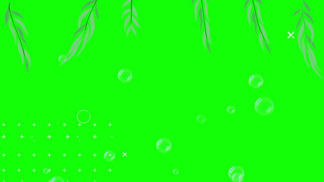 Green screen with bubbles and grid pattern for video editing